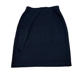 St. John Collection Black Knit Santana Floral Pencil Skirt Size 4